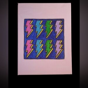 Preppy Colorful Lightning Bolt Canvas Art | Aesthetic Room Decor 9x12"